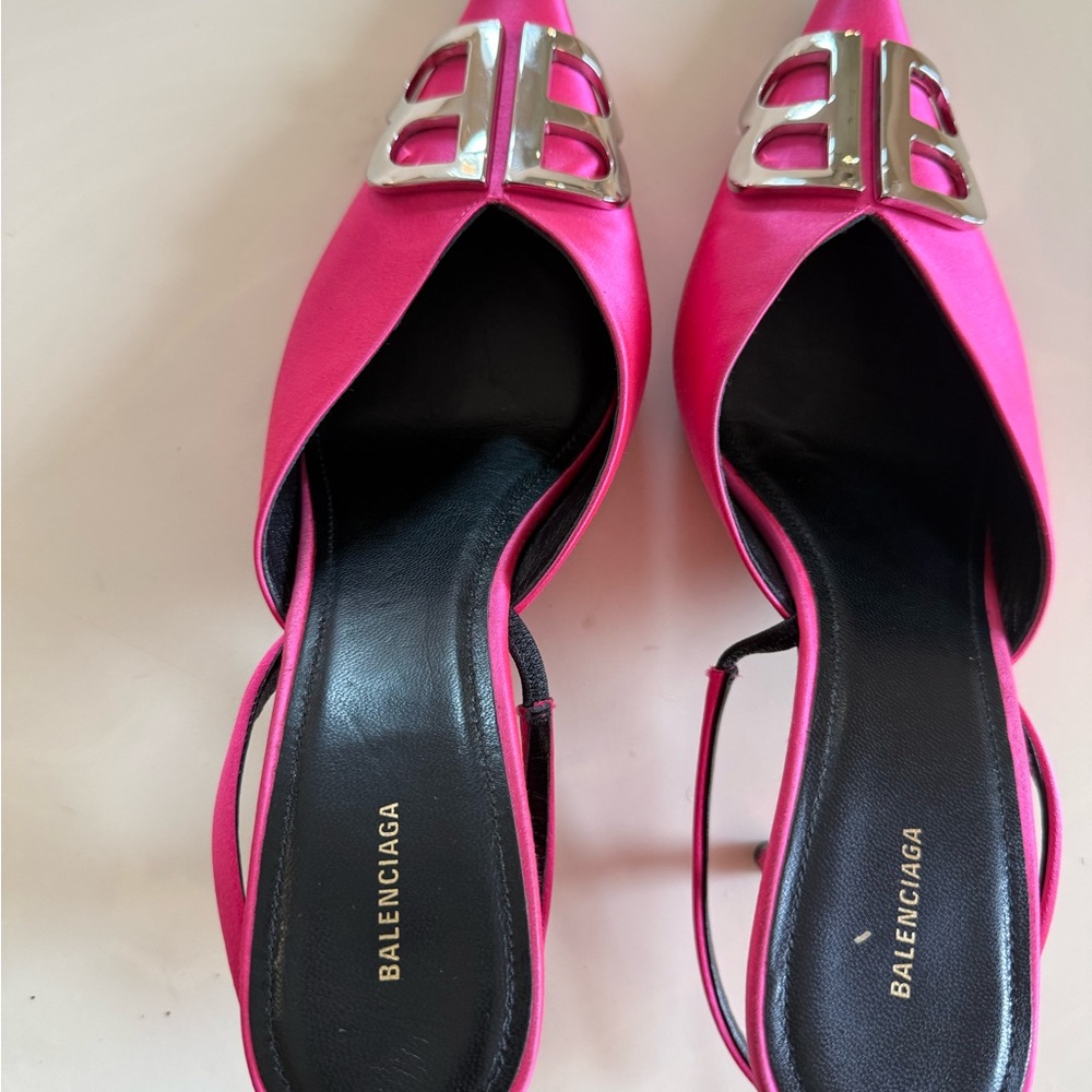 Balenciaga Fuchsia Heels with Silver Accent